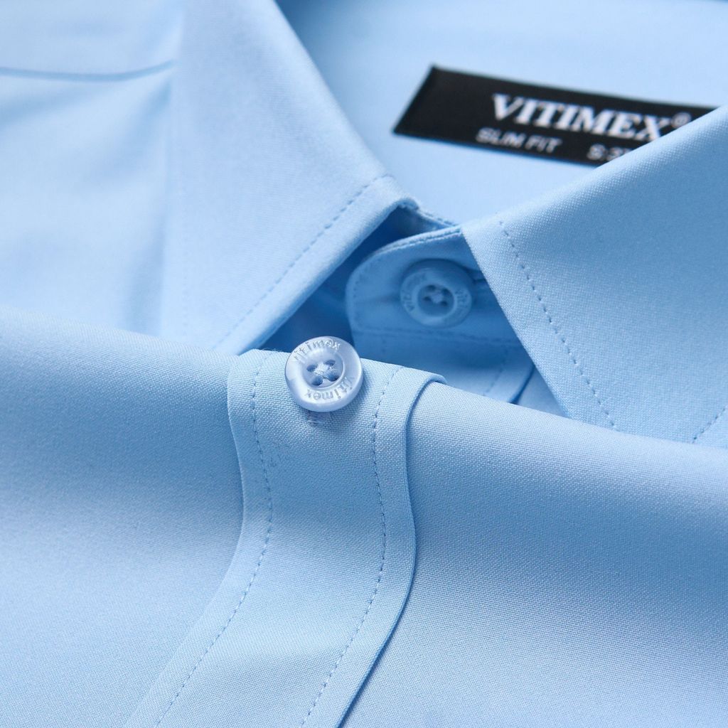 ÁO SƠ MI DÀI TAY VITIMEX DÁNG ÔM VỪA SLIMFIT TRƠN ASD 7694