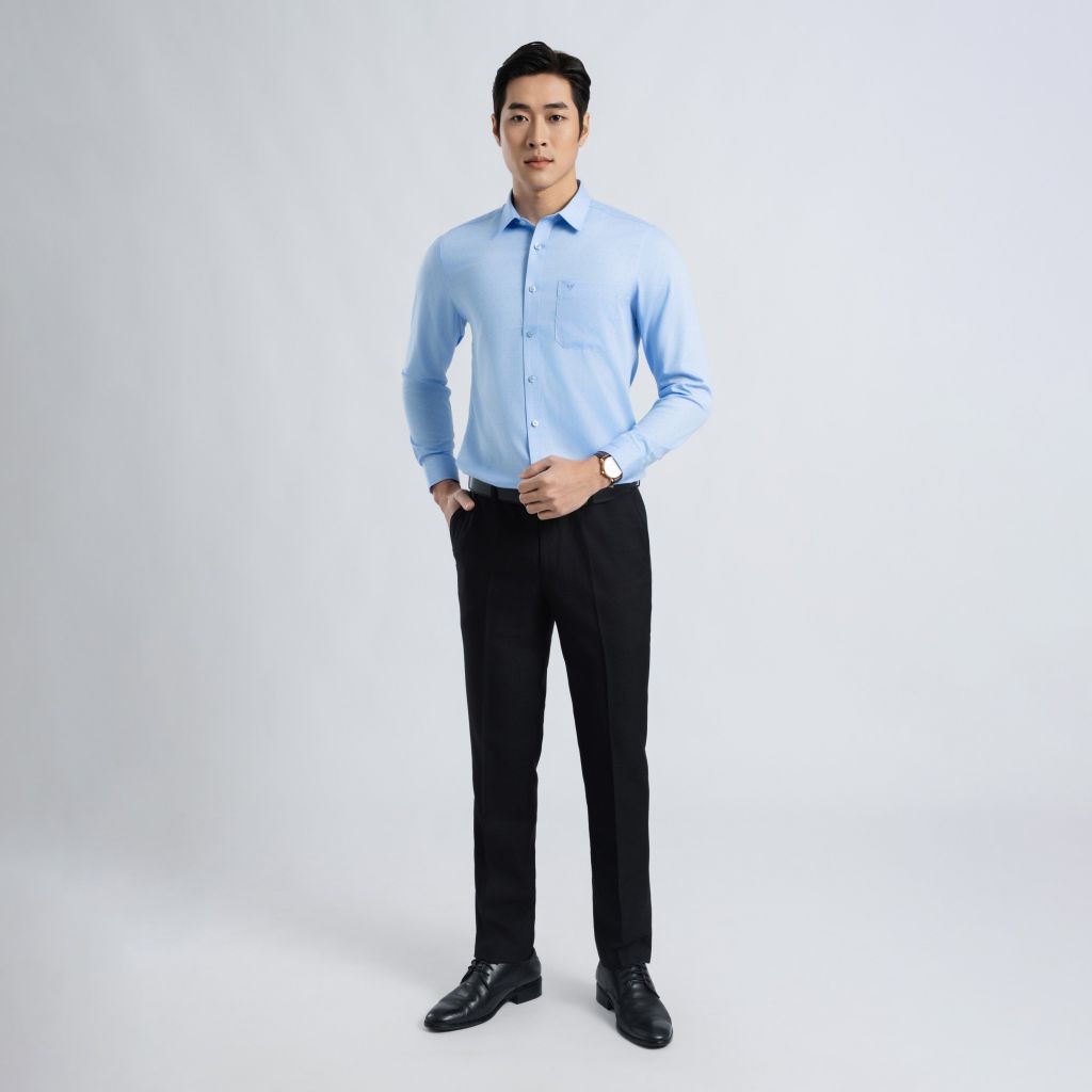 ÁO SƠ MI DÀI TAY VITIMEX DÁNG ÔM VỪA SLIMFIT HỌA TIẾT CHẤM BI ASD 7737