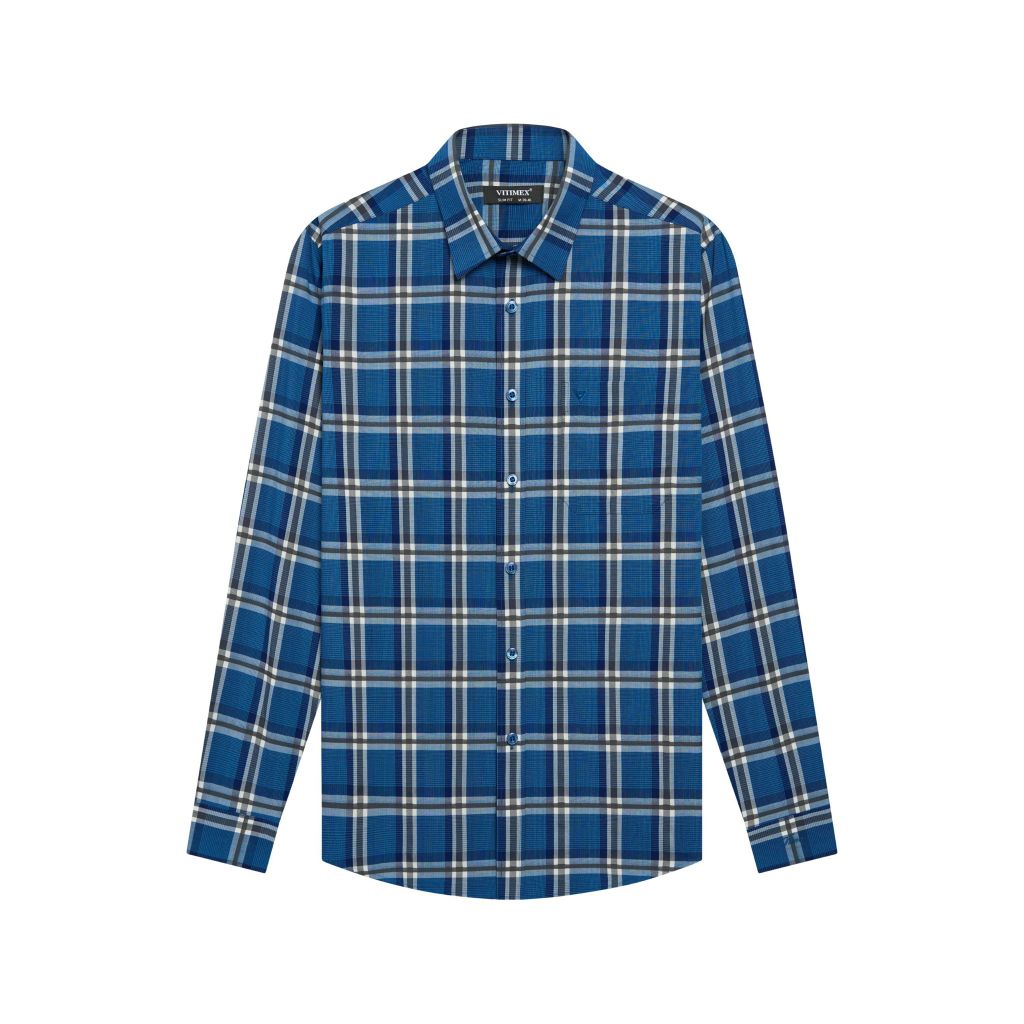 ÁO SƠ MI DÀI TAY VITIMEX DÁNG ÔM VỪA SLIMFIT KẺ CARO ASD 7823