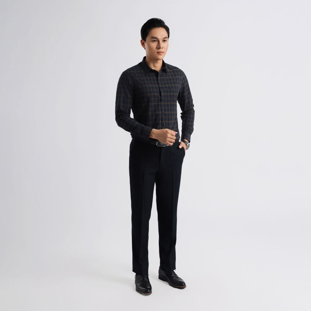 ÁO SƠ MI DÀI TAY VITIMEX DÁNG ÔM VỪA SLIMFIT KẺ CARO ASD 7830