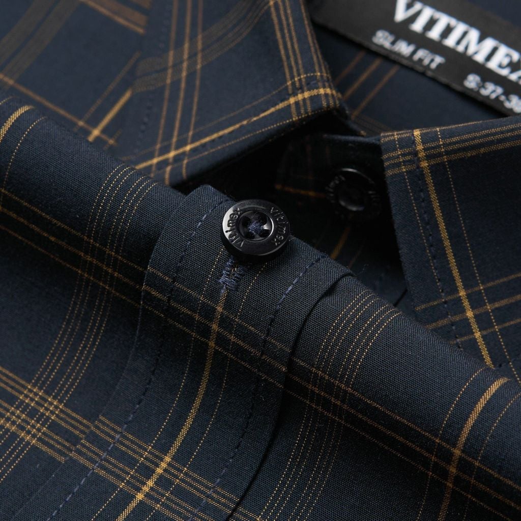 ÁO SƠ MI DÀI TAY VITIMEX DÁNG ÔM VỪA SLIMFIT KẺ CARO ASD 7830