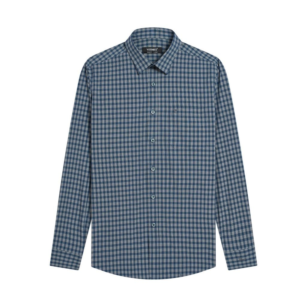 ÁO SƠ MI DÀI TAY VITIMEX DÁNG ÔM VỪA SLIMFIT KẺ CARO ASD 7880