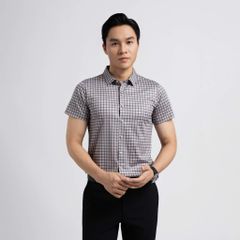 ÁO SƠ MI NGẮN TAY KHÔNG ĐỪNG MAY VITIMEX DÁNG ÔM VỪA SLIMFIT KẺ CARO ATL 5001