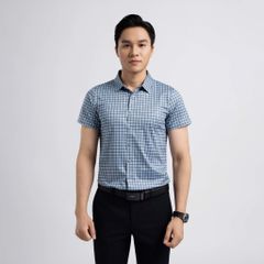 ÁO SƠ MI NGẮN TAY KHÔNG ĐỪNG MAY VITIMEX DÁNG ÔM VỪA SLIMFIT KẺ CARO ATL 5002