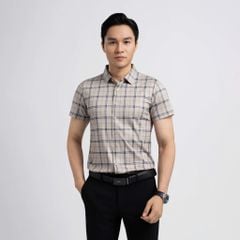 ÁO SƠ MI NGẮN TAY KHÔNG ĐỪNG MAY VITIMEX DÁNG ÔM VỪA SLIMFIT KẺ TO ATL 5003