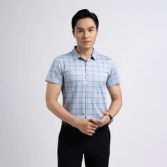 ÁO SƠ MI NGẮN TAY KHÔNG ĐỪNG MAY VITIMEX DÁNG ÔM VỪA SLIMFIT KẺ CARO ATL 5006