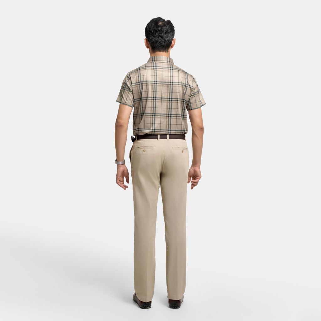 ÁO SƠ MI NGẮN TAY KHÔNG ĐƯỜNG MAY VITIMEX DÁNG ÔM VỪA SLIMFIT KẺ TO ATL 5008