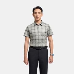 ÁO SƠ MI NGẮN TAY KHÔNG ĐỪNG MAY VITIMEX DÁNG ÔM VỪA SLIMFIT KẺ TO ATL 5012