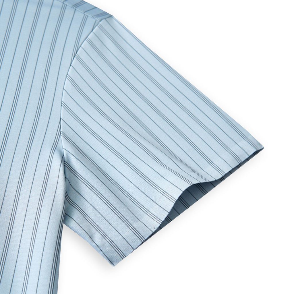 ÁO SƠ MI NGẮN TAY KHÔNG ĐƯỜNG MAY VITIMEX DÁNG ÔM VỪA SLIMFIT KẺ DỌC ATL 5013