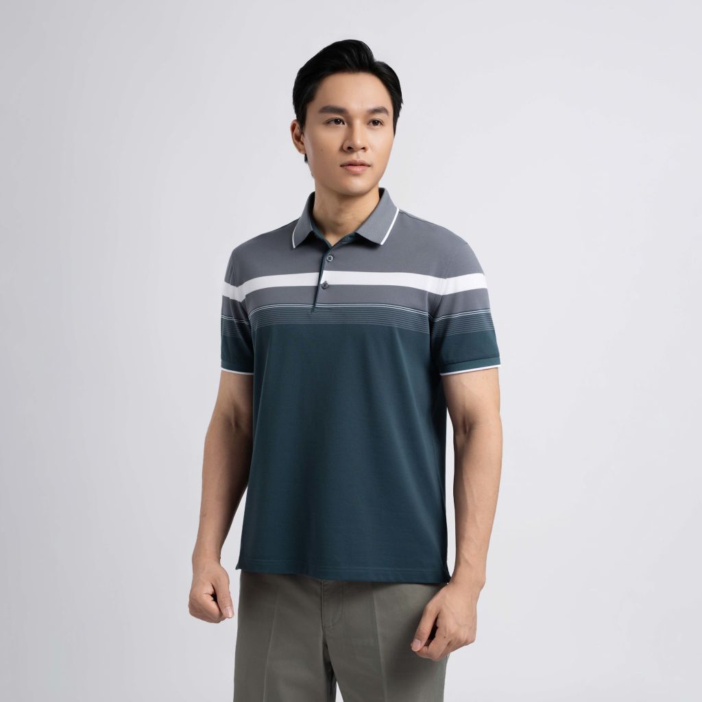 ÁO POLO VITIMEX DÁNG RỘNG VỪA REGULAR KẺ NGANG ATR 5030