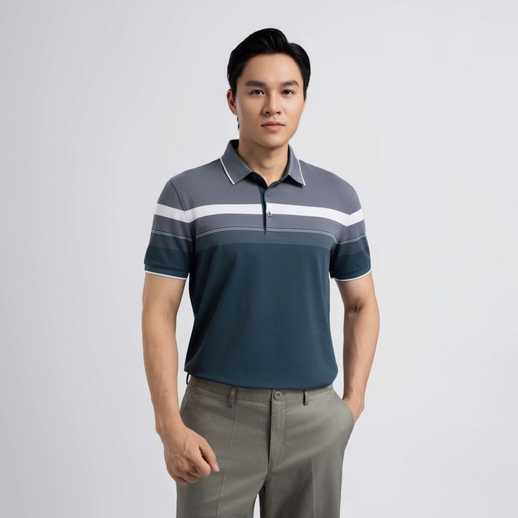 ÁO POLO VITIMEX DÁNG RỘNG VỪA REGULAR KẺ NGANG ATR 5030