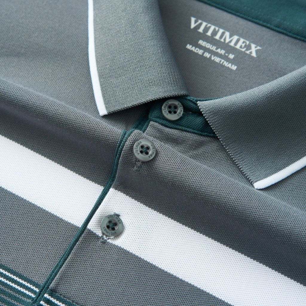 ÁO POLO VITIMEX DÁNG RỘNG VỪA REGULAR KẺ NGANG ATR 5030