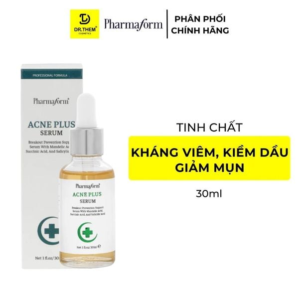Tinh Chất Ngăn Ngừa Mụn Kiểm Soát Dầu Nhờn Se Khít Lỗ Chân Lông Pharmaform Acne Plus 30ml - Dr Thêm