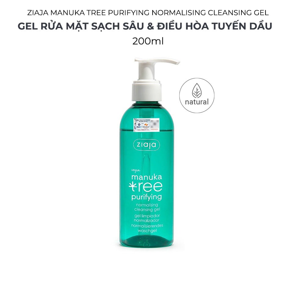 Gel Rửa Mặt Sạch Sâu, Điều Hòa Tuyến Bã Nhờn Ziaja Manuka Tree Purifying Normalising Cleansing Gel 200ml 6