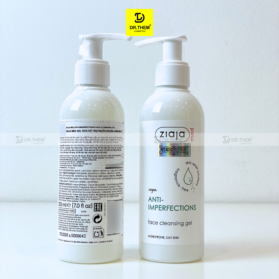 Sữa Rửa Mặt Giảm Mụn Ngừa Khuẩn Ziaja Med Anti-imperfections Dermatological Formula Cleansing Gel 200ml 7