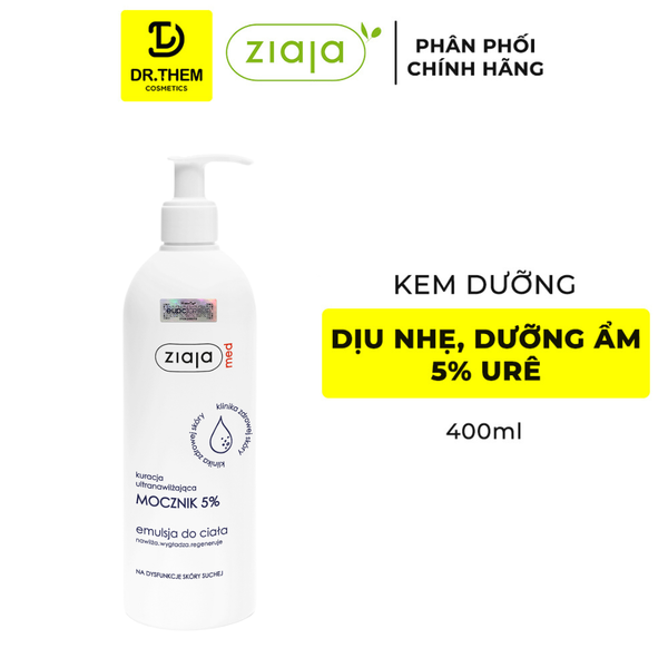 Nhũ Tương Dưỡng Ẩm Toàn Thân Mềm Mượt Ziaja Med Mocznik 5% Urê Làm Mềm Và Tái Tạo Da 400ml