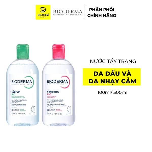 Nước Tẩy Trang Bioderma Cho Da Dầu Mụn Sebium / Da Nhạy Cảm Sensibio H2O 100ml - 250ml - 500ml