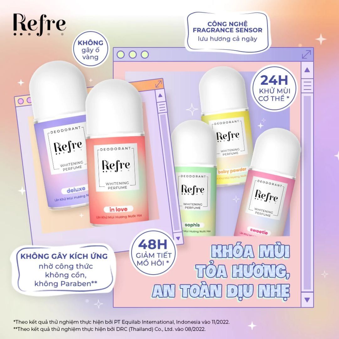  Lăn Khử Mùi Dưỡng Trắng Hương Nước Hoa Refre Whitening Perfume 40ml 
