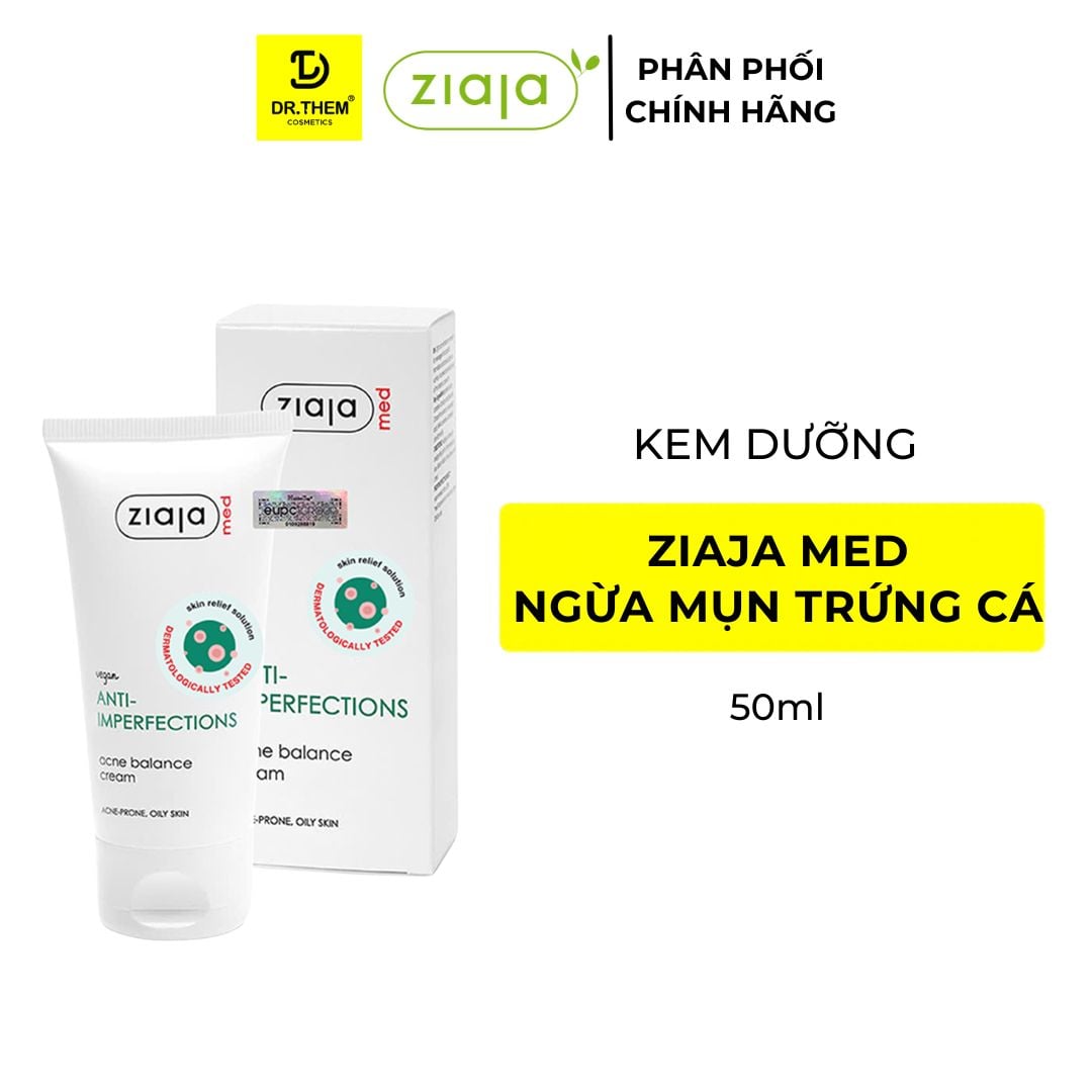 Kem Dưỡng Ngừa Mụn Trứng Cá Ziaja Med Anti-Imperfections Dermatological Formula Acne Balance Cream 50ml 2