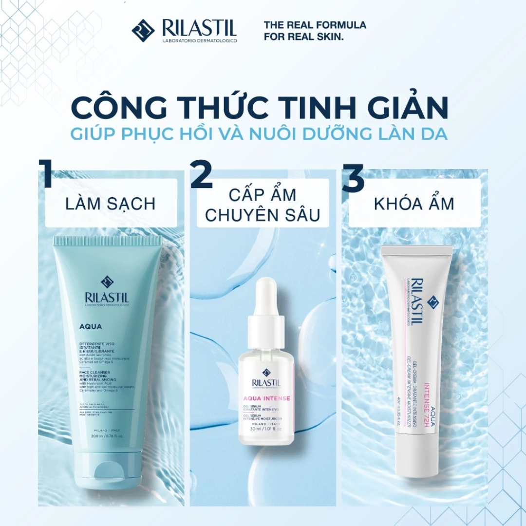  Sữa rửa mặt dưỡng ẩm Rilastil Aqua Face Cleanser 