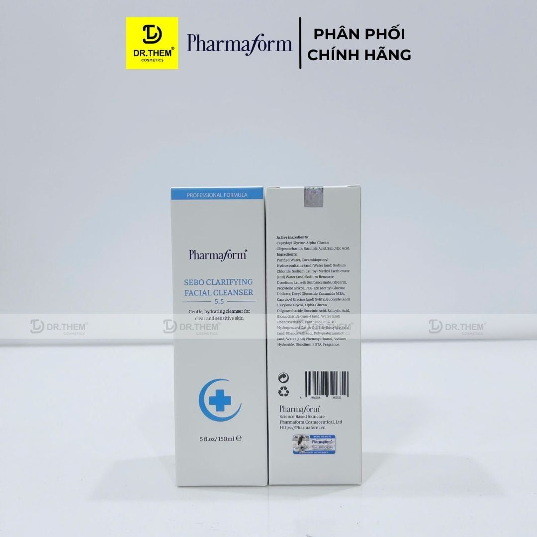  Sữa Rửa Mặt Sạch Sâu Loại Bỏ Bã Nhờn Cấp Ẩm Pharmaform Sebo Clarifying Facial Cleanser 150ml 