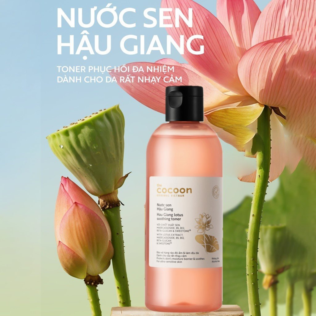  Nước Sen Hậu Giang Cocoon Phục Hồi Da Rất nhạy cảm 310ml - Dr Thêm 