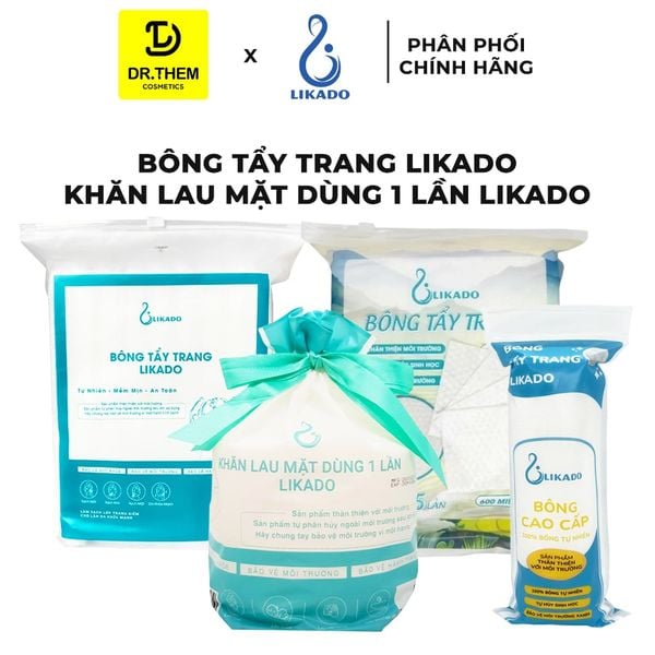 Bông Tẩy Trang Likado Chất Liệu Cotton Túi 100 Miếng Tròn/222 Miếng/ 600 Miếng/ Khăn Lau Mặt Dùng 1 Lần