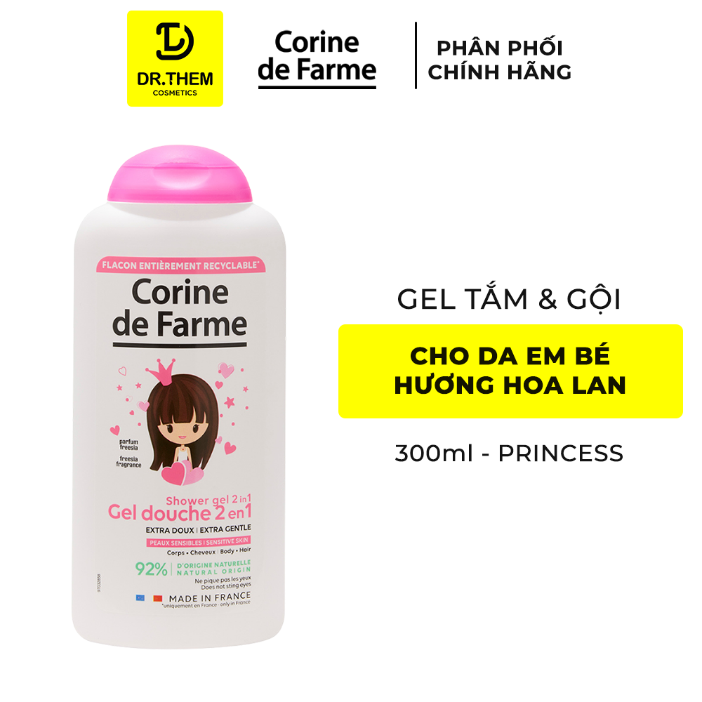  Gel Tắm Gội 2 In 1 Cho Bé Corine De Farme Princess 300ml – Hương Hoa Lan Nam Phi 
