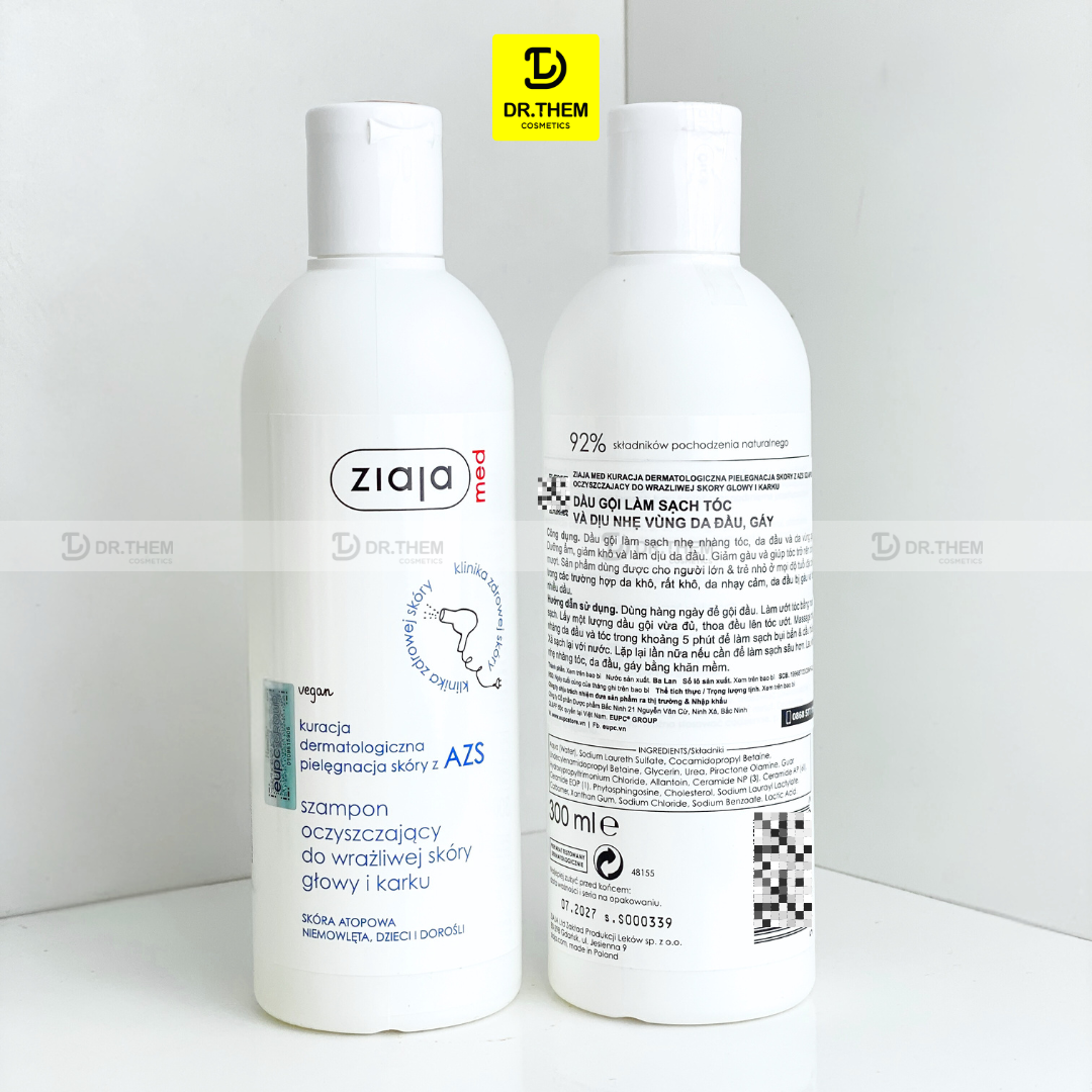Dầu Gội Làm Sạch Tóc Và Dịu Nhẹ Da Đầu Ziaja Med Atopic Dermatitis Cleansing Shampoo 300ml 4