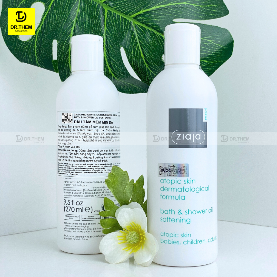 Dầu Tắm Mềm Mịn Da Ziaja Med Atopic Skin Dermatological Formula Bath & Shower Oil Softening 270ml 6