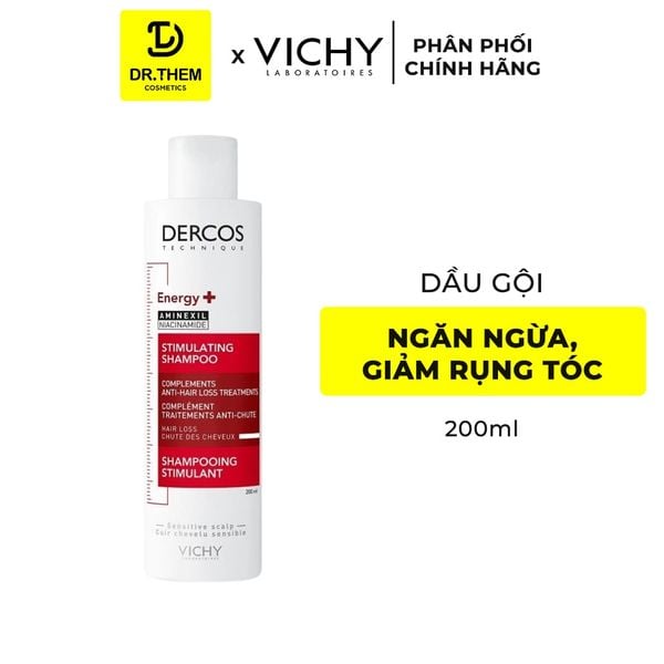 Dầu Gội Vichy Dercos Energy+ Aminexil Niacinamide Stimulating Shampoo Hairloss Ngăn Ngừa & Giảm Rụng Tóc 200ml
