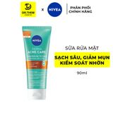  Sữa Rửa Mặt Nivea Derma Acne Care Gel To Foam 90ml - Tạo Bọt Sạch Sâu, Giảm Mụn, Kiểm Soát Nhờn 