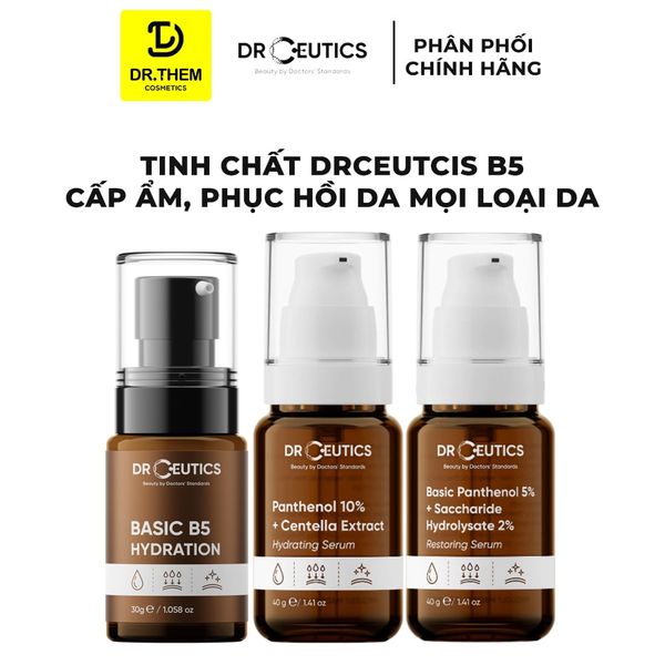 DrCeutics Tinh Chất Serum B5 (Basic/ Dexpanthenol 10%/ B5 3%) 30g/ 40g/ 100g, Cấp Ẩm, Phục Hồi Cho Da Dầu Mụn