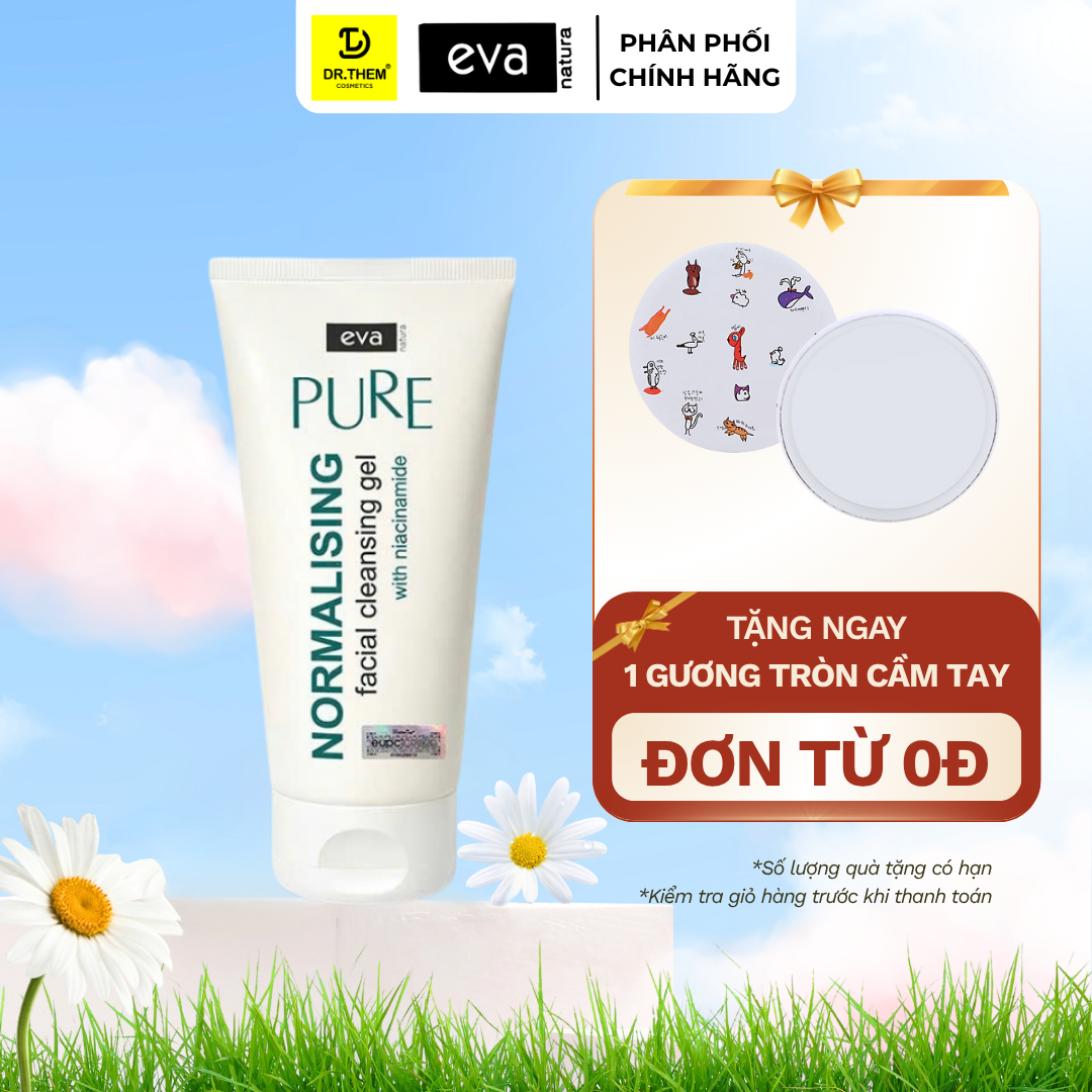 Gel Rửa Mặt Eva Nature Pure Chứa Niacinamide - cho Da Dầu Mụn & 8 Thảo Dược 150ml