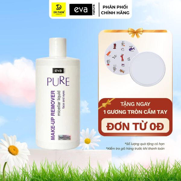 Eva Natura Pure Nước Micellar Tẩy Trang Mặt Mắt Môi Dịu Nhẹ 500ml