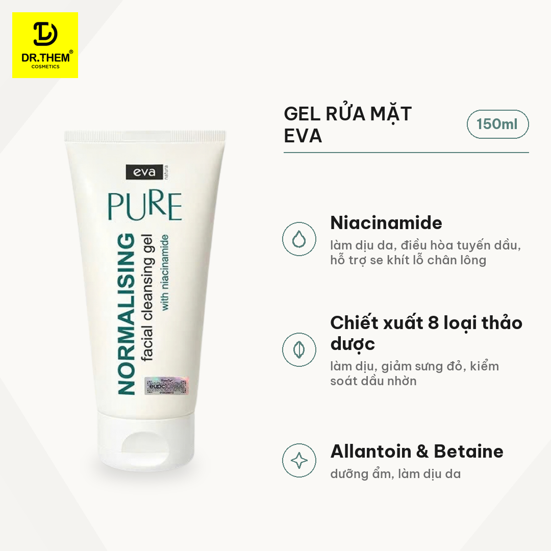 Gel Rửa Mặt Eva Nature Pure Chứa Niacinamide - cho Da Dầu Mụn & 8 Thảo Dược 150ml 2
