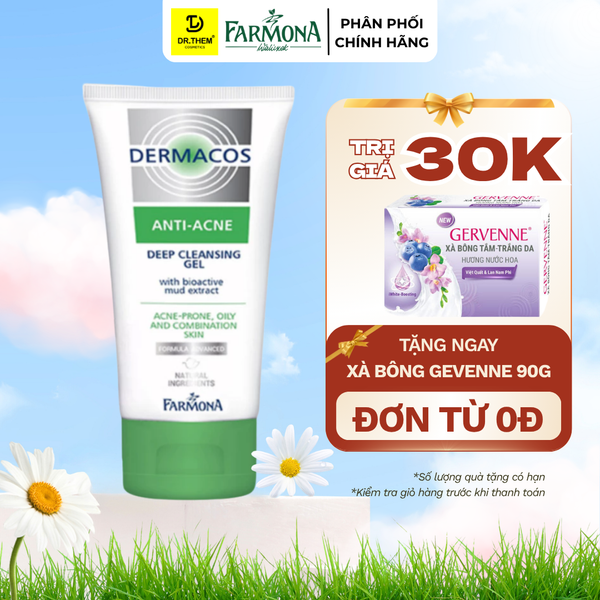 Sữa Rửa Mặt Farmona Dermacos Anti Acne Deep Cleansing Gel Làm Sạch Sâu Ngừa Mụn Cho Da Dầu 150ml