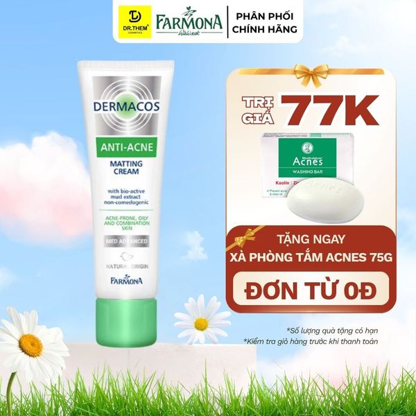 Kem Dưỡng Farmona Dermacos Anti Acne Matting Cream Giảm Bóng Nhờn, Ngừa Mụn 50ml