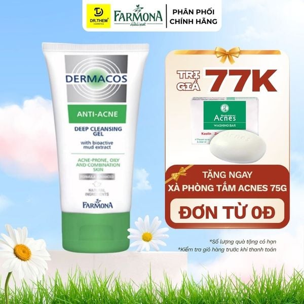 Sữa Rửa Mặt Farmona Dermacos Anti Acne Deep Cleansing Gel Làm Sạch Sâu Ngừa Mụn Cho Da Dầu 150ml