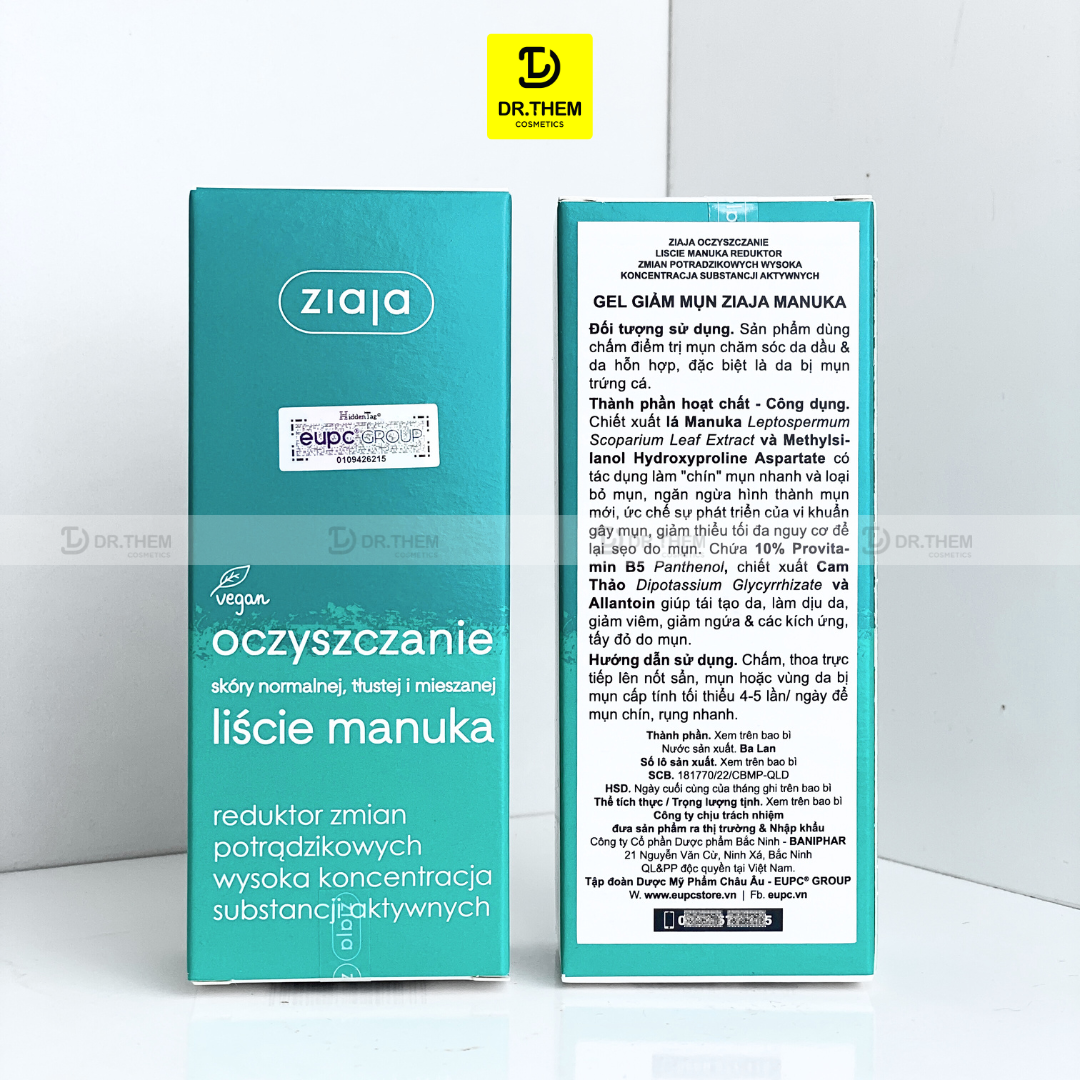  Kem Chấm Điểm Ngừa Mụn Ziaja Oczyszczanie Liscie Manuka Reduktor Zmian Potradzikowych Wysoka Koncentracja Substancji Aktywnych 15ml 