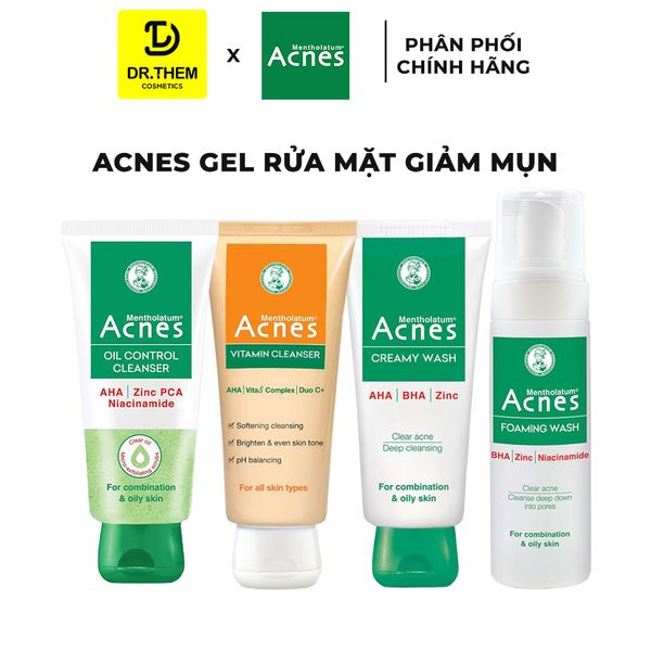 Sữa Rửa Mặt Acnes Kiểm Soát Nhờn,Mụn Acnes Oil Control Cleanser/Creamy Wash/Foaming Wash/Vitamin Cleanser/Gentle