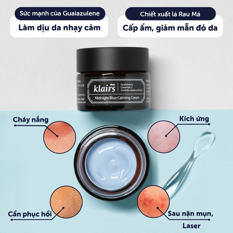  Kem Dưỡng Ẩm Klairs Làm Dịu & Phục Hồi Da Ban Đêm Midnight Blue Calming Cream 30ml/ 60g 