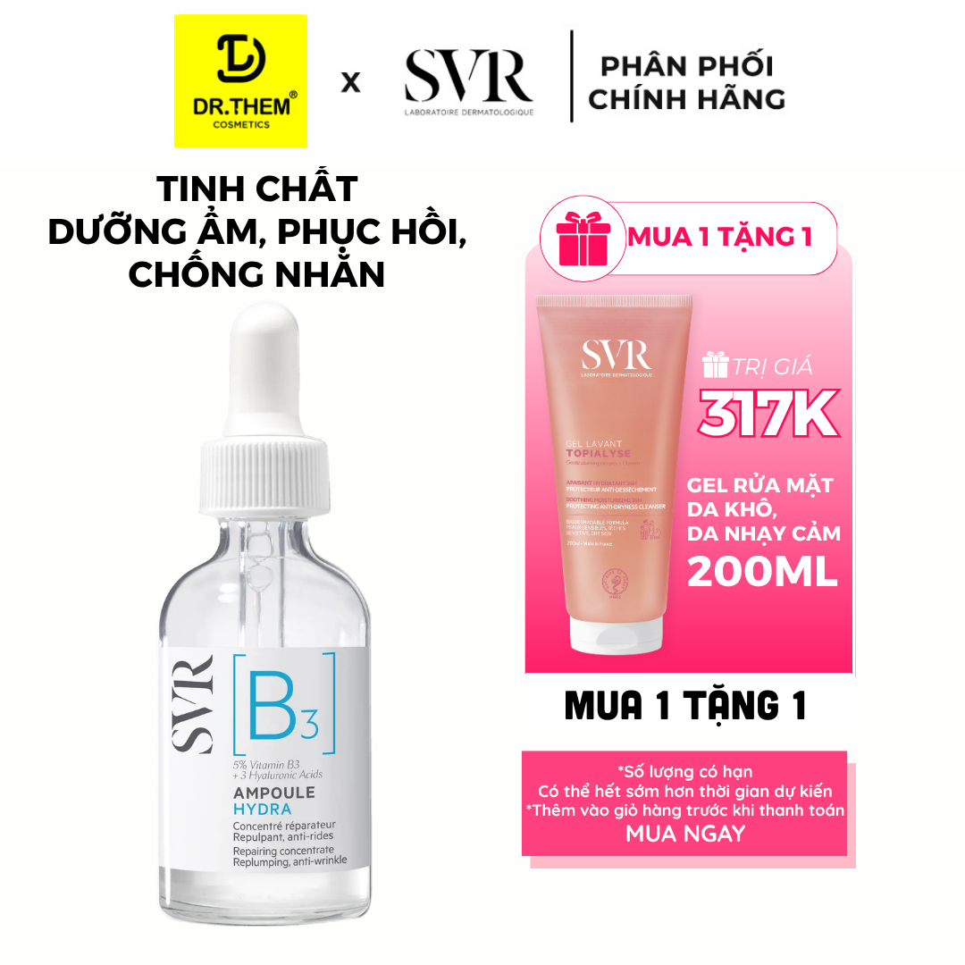  SVR Serum B3 Ampoule Hydra 30ml - Tinh Chất Dưỡng Ẩm, Chống Nhăn Cho Da Nhạy Cảm 