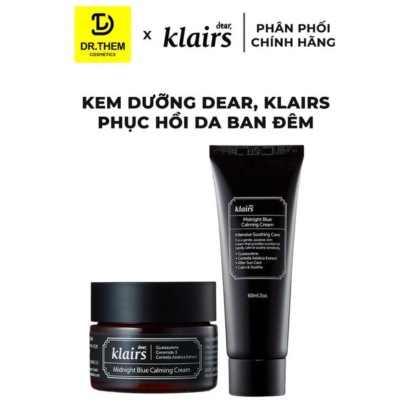 Kem Dưỡng Ẩm Klairs Làm Dịu & Phục Hồi Da Ban Đêm Midnight Blue Calming Cream 30ml/ 60g