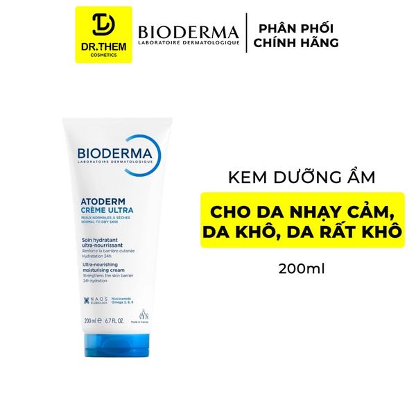 Kem Dưỡng Ẩm Bioderma Atoderm Crème Ultra - Dành Cho Da Nhạy Cảm, Da Khô Và Rất Khô 200ml