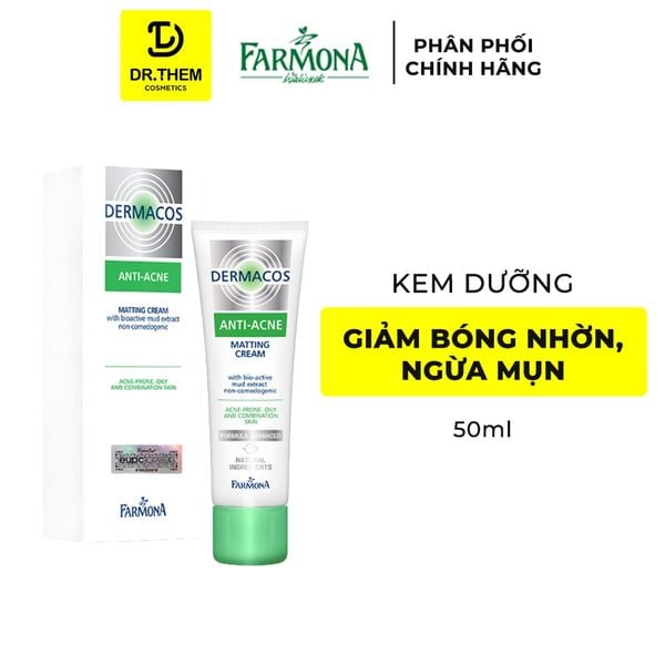 Kem Dưỡng Farmona Dermacos Anti Acne Matting Cream Giảm Bóng Nhờn, Ngừa Mụn 50ml