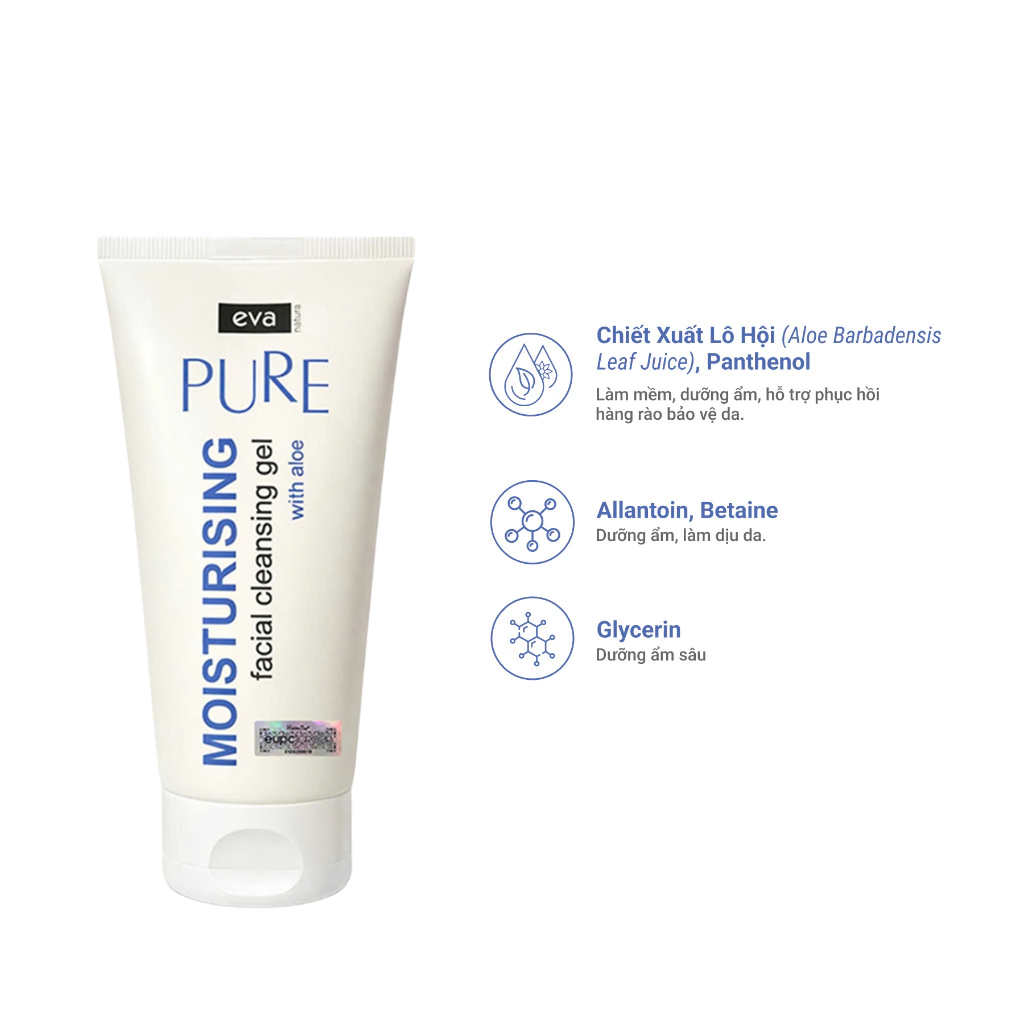 Sữa Rửa Mặt Dưỡng Ẩm Chiết Xuất Lô Hội Eva Natura Pure Moisturising Facial Cleansing Gel With Aloe Vera 150ml 2