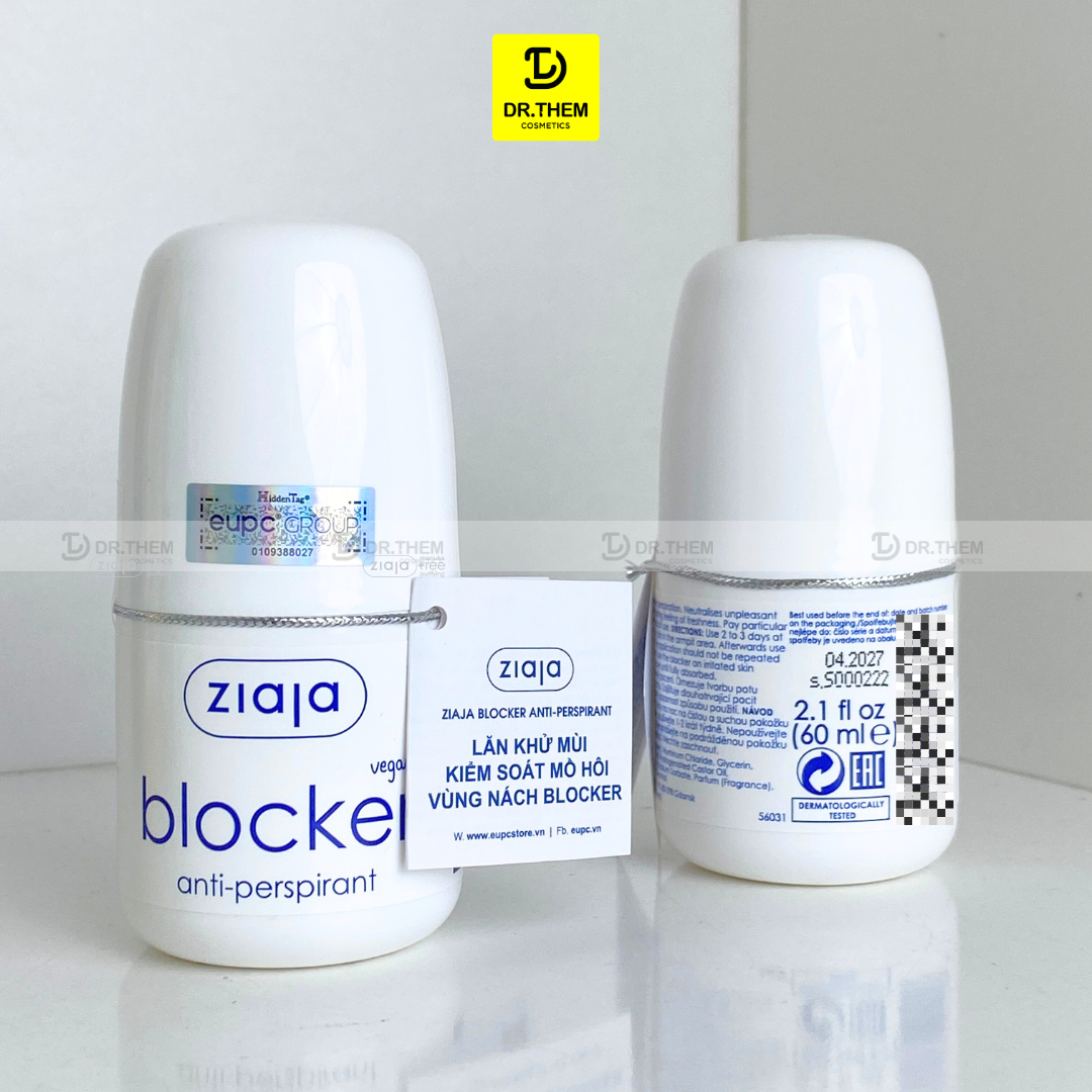  Lăn Khử Mùi Ziaja Blocker Kiểm Soát Mồ Hôi Vùng Nách, Thấm Nhanh, Không Để Lại Vệt Trên Áo 60ml 