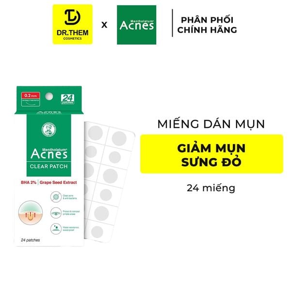Miếng Dán Mụn Acnes Clear Patch Giúp Giảm Mụn Sưng Viêm 24 Miếng