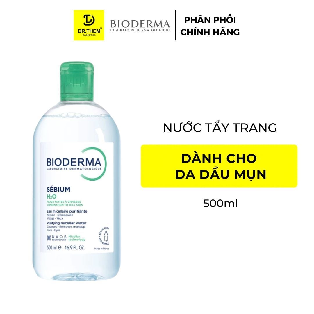  Nước Tẩy Trang Bioderma Cho Da Dầu Mụn Sebium / Da Nhạy Cảm Sensibio H2O 100ml - 250ml - 500ml 